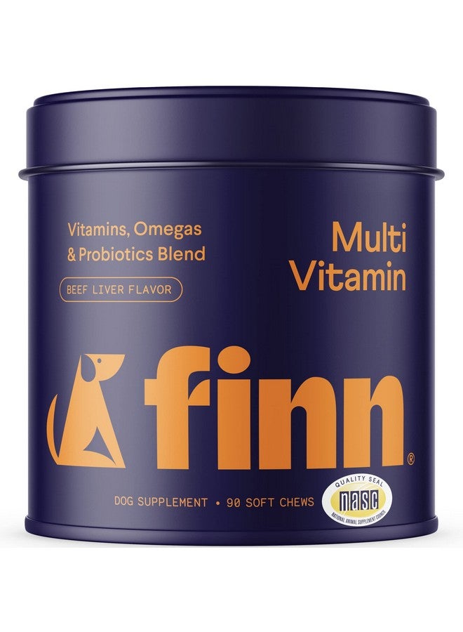 فين فيتامينات متعددة للكلاب - مكمل غذائي يومي متعدد الفيتامينات للكلاب مع البروبيوتيك وأوميجا 3 والجلوكوزامين | صحة الأمعاء والمناعة، ودعم المفاصل، وصحة القلب | 90 مضغة ناعمة - Image 1