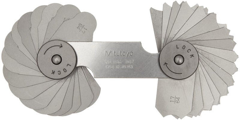 Mitutoyo 186-102, Radius Gage Set, 16 Pairs of Leaves, 17/64" to 1/2" by 64ths - Image 1