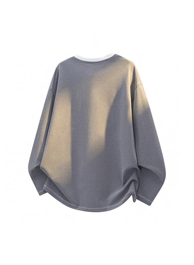 Izexx Colorblock Patchwork Long Sleeve Sweatshirt Men Autumn Winter Loose Casual Pullover Zhz79 Black 2XL - Image 4