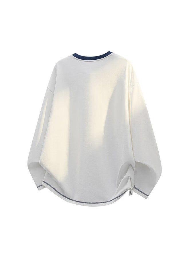 Izexx Colorblock Patchwork Long Sleeve Sweatshirt Men Autumn Winter Loose Casual Pullover Zhz79 Black 2XL - Image 2