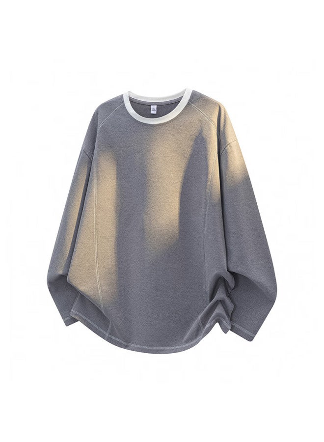 Izexx Colorblock Patchwork Long Sleeve Sweatshirt Men Autumn Winter Loose Casual Pullover Zhz79 Black 2XL - Image 3