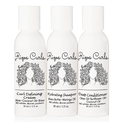 Rizos Curls مجموعة ريزوس كيرلز للسفر تتضمن شامبو مرطب للسفر بلسم عميق للسفر كريم تجعيد للسفر لتنظيف لطيف وترطيب وتصفيف لجميع أنماط التجعيد 2a 4c عبوة من 2 أونصة - Image 1