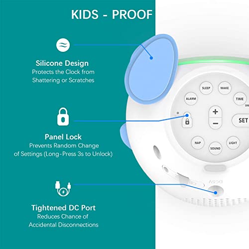 Windflyer OK to Wake Clock for Kids, Sleep Training Clock with Night Light and Sound Machine, Kids Alarm Clock for Bedrooms, Blue - Image 3