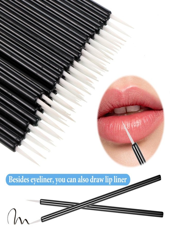 Psiriol 100PCS Ultra-fine Point Eye Liner, Disposable Eyeliner Brushes, Black Disposable Eyeliner Brush Kit with Covers On the Hair, Wands Applicator for Eyeliners, Lip Liners, Eye Makeup, Eyelashes (3.7Inch) - Image 3