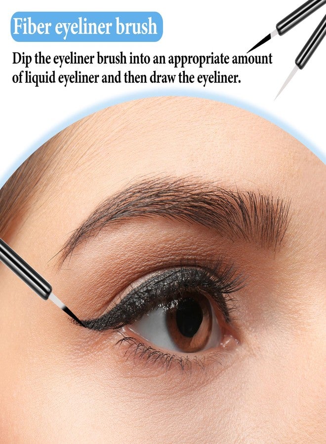 Psiriol 100PCS Ultra-fine Point Eye Liner, Disposable Eyeliner Brushes, Black Disposable Eyeliner Brush Kit with Covers On the Hair, Wands Applicator for Eyeliners, Lip Liners, Eye Makeup, Eyelashes (3.7Inch) - Image 4