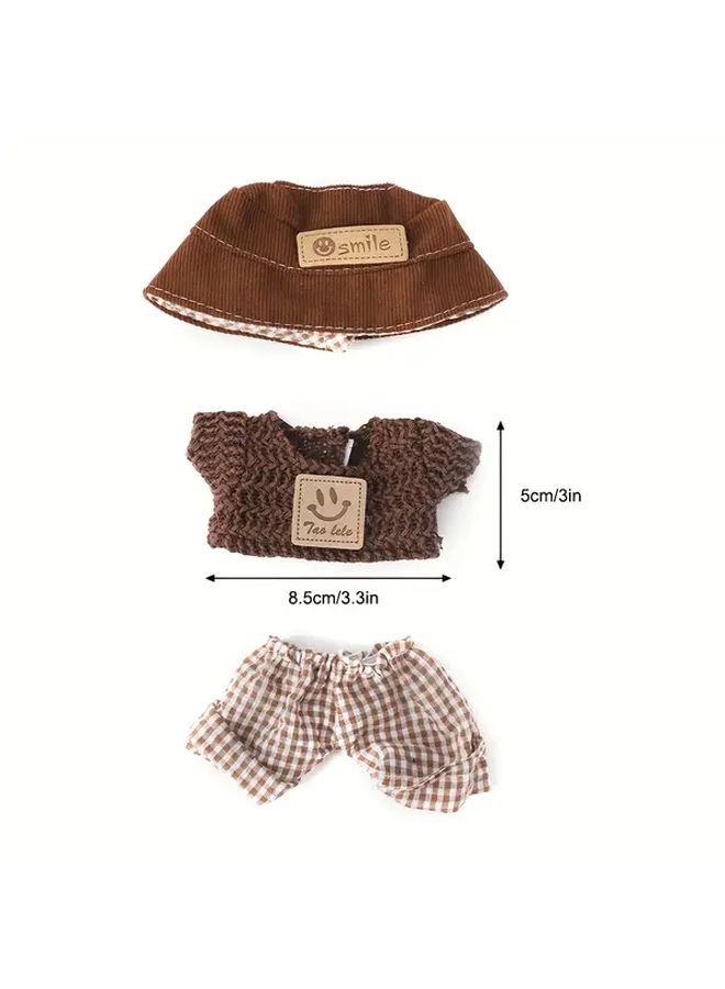 Coffee Color Doll Clothes Set Hat Pants Top For 5 9 To 6 7 Inch Dolls Gift - Image 2