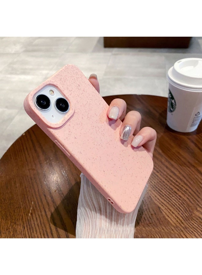 NIBEMINENT Simple Solid Wheat Husk Protective TPU Case Cover For iPhone 15 Pro Max, Pink