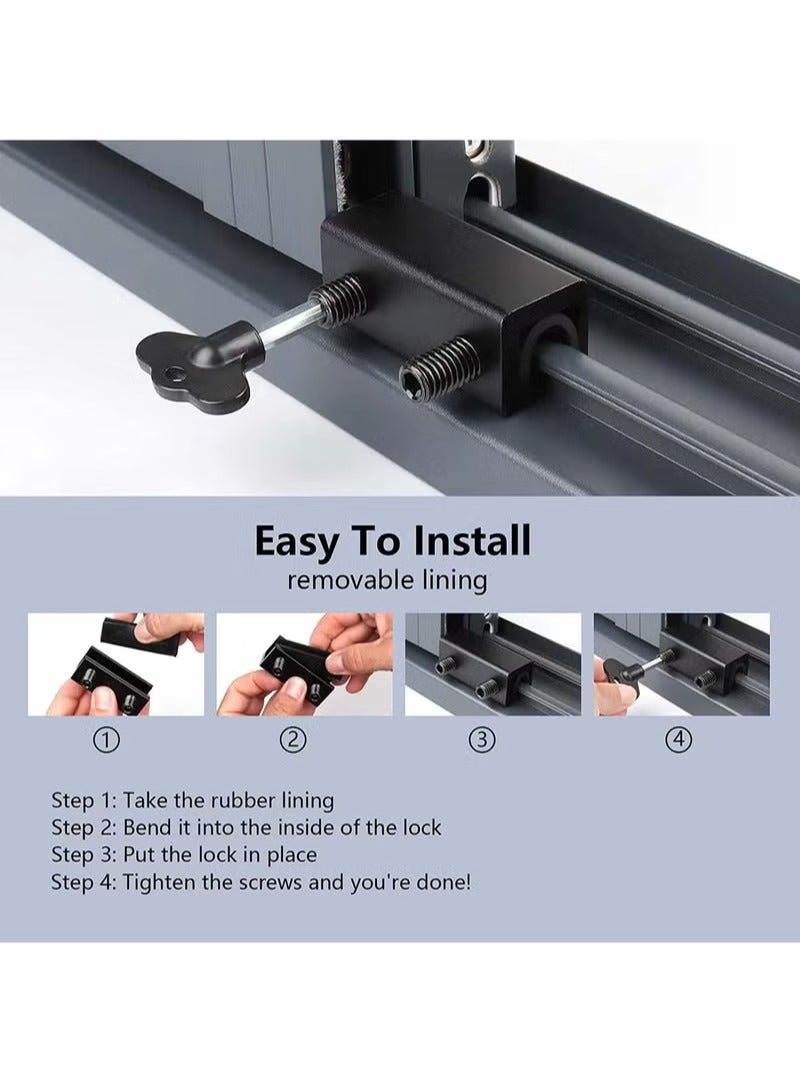 أقفال النوافذ، 4 أطقم أقفال النوافذ الجانبية مع مفتاح - Image 2