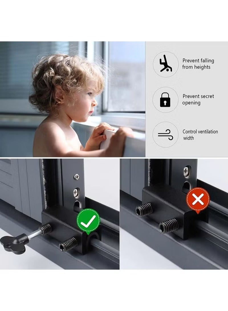 أقفال النوافذ، 4 أطقم أقفال النوافذ الجانبية مع مفتاح - Image 4