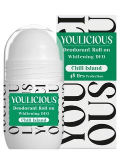 youlicious deodorant roll on(chill island) 50 ML - "Lactic acid - Licorice root - Alpha arbutin - Alum rock-Aloe vera - Whitening & Unifying Skin Tone - 48 hours Protection - for sensitive skin