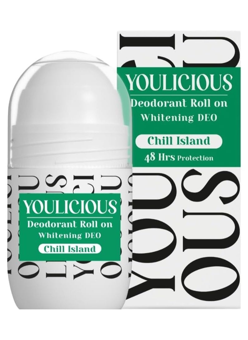 Youlicious - youlicious deodorant roll on(chill island) 50 ML - "Lactic acid - Licorice root - Alpha arbutin - Alum rock-Aloe vera - Whitening & Unifying Skin Tone - 48 hours Protection - for sensitive skin - Image 1