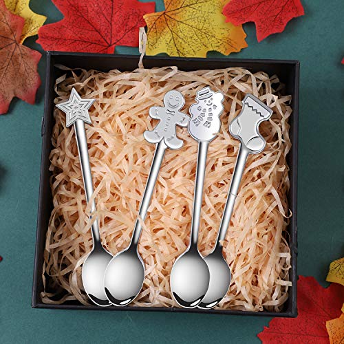URATOT 8 Pieces Stainless Steel Christmas Spoons Coffee Tea Dessert Mixing Spoons Christmas Stocking Fillers - Image 5