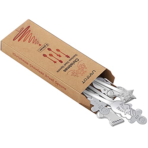 URATOT 8 Pieces Stainless Steel Christmas Spoons Coffee Tea Dessert Mixing Spoons Christmas Stocking Fillers - Image 3