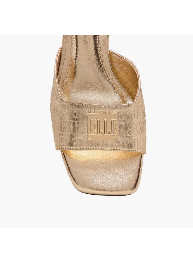 ELLE Women's Monogram Embossed Slip-On Sandals with Kitten Heels - Image 4
