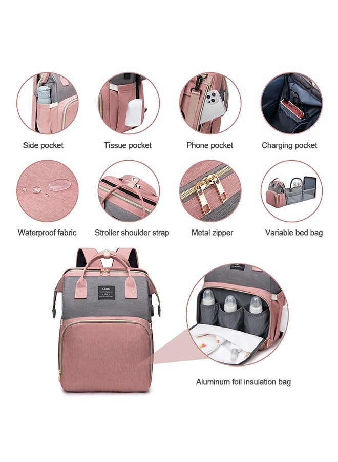 لاند حقيبة الأم والطفل ، سرير قابل للطي متعدد الوظائف ، حقيبة حليب ظهر مقاومة للماء ذات سعة كبيرة ، فصل جاف ورطب ، حقيبة ظهر للأم والطفل ، ناموسية محمولة للأطفال ، سرير قابل للطي ، حقيبة أزياء غير رسمية للأم - Image 2
