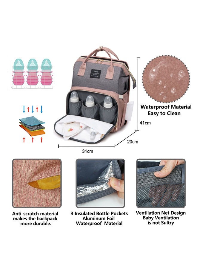 لاند حقيبة الأم والطفل ، سرير قابل للطي متعدد الوظائف ، حقيبة حليب ظهر مقاومة للماء ذات سعة كبيرة ، فصل جاف ورطب ، حقيبة ظهر للأم والطفل ، ناموسية محمولة للأطفال ، سرير قابل للطي ، حقيبة أزياء غير رسمية للأم - Image 4