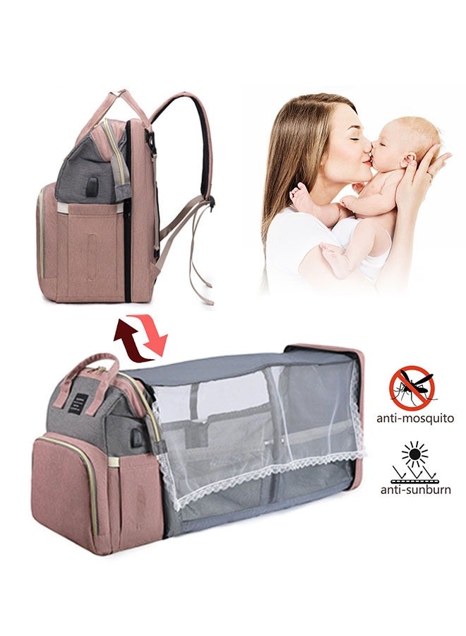 لاند حقيبة الأم والطفل ، سرير قابل للطي متعدد الوظائف ، حقيبة حليب ظهر مقاومة للماء ذات سعة كبيرة ، فصل جاف ورطب ، حقيبة ظهر للأم والطفل ، ناموسية محمولة للأطفال ، سرير قابل للطي ، حقيبة أزياء غير رسمية للأم - Image 5