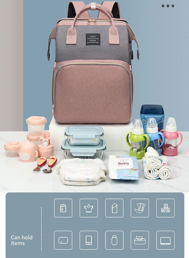 لاند حقيبة الأم والطفل ، سرير قابل للطي متعدد الوظائف ، حقيبة حليب ظهر مقاومة للماء ذات سعة كبيرة ، فصل جاف ورطب ، حقيبة ظهر للأم والطفل ، ناموسية محمولة للأطفال ، سرير قابل للطي ، حقيبة أزياء غير رسمية للأم - Image 1