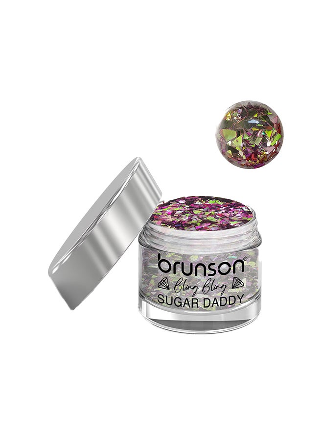 brunson Acrylic Nail Powder DIP And Buff System, Sugar Daddy Glittered 30ml BABS04