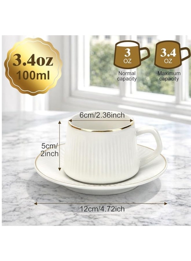 LATEEN 6 Sets Of Luxury Porcelain Turkish Coffee Cup Set Elegant Design Modern Espresso Cup Set Boutique Arabic Tea Cups Arabic Coffee Cup - Image 4