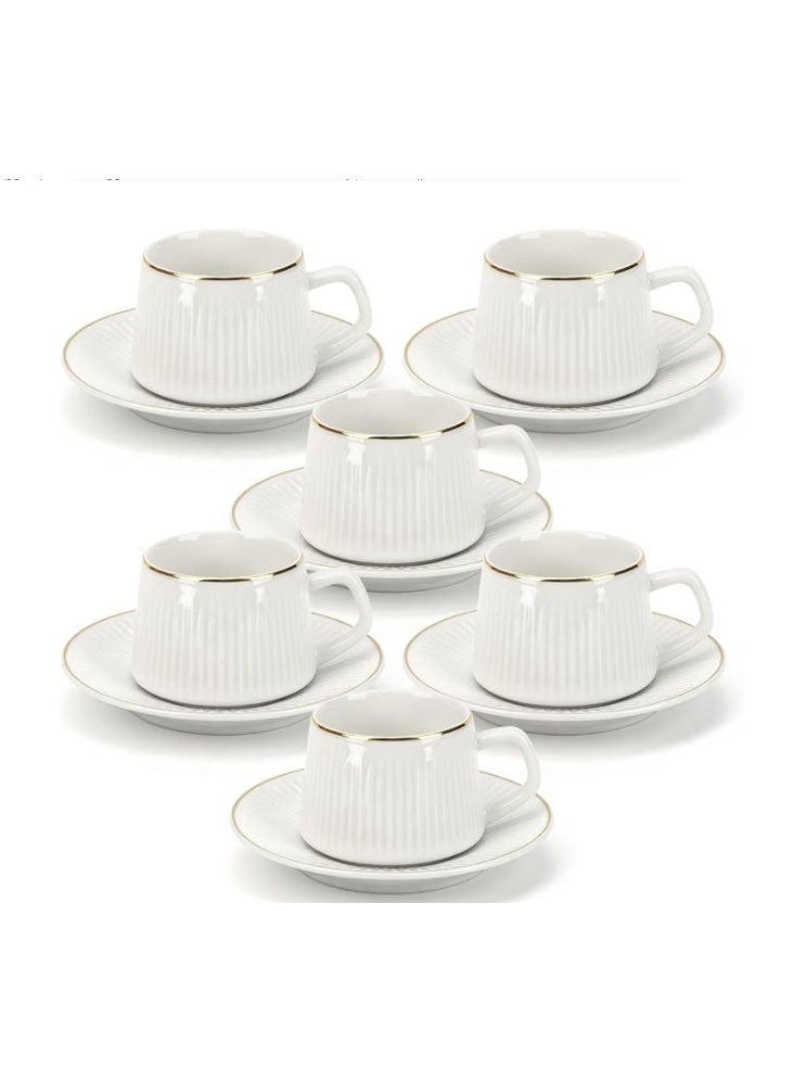 LATEEN 6 Sets Of Luxury Porcelain Turkish Coffee Cup Set Elegant Design Modern Espresso Cup Set Boutique Arabic Tea Cups Arabic Coffee Cup - Image 1