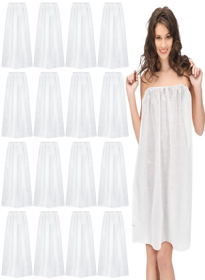 Janmercy 16 Pcs Disposable Spa Wraps for Women with Adjustable Closure Non Woven Towel Sweat Steaming Salon Bathrobe(White) - Image 1