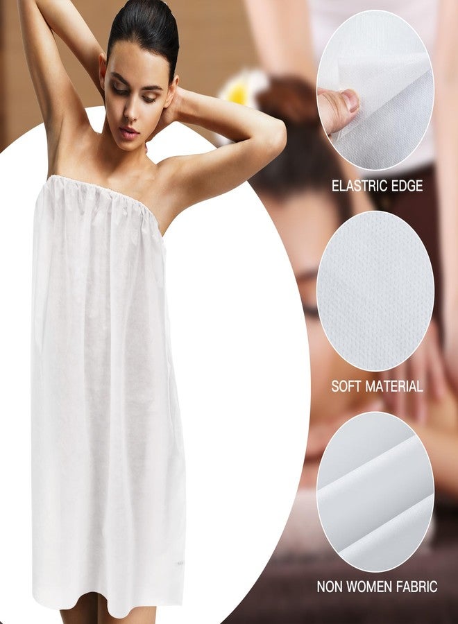 Janmercy 16 Pcs Disposable Spa Wraps for Women with Adjustable Closure Non Woven Towel Sweat Steaming Salon Bathrobe(White) - Image 3