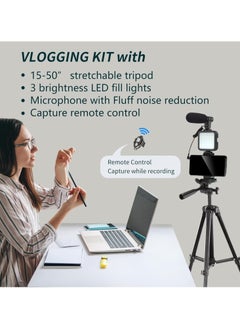 JAJEEK YouTube Video Recording Kit for Beginners – Complete Vlogging Setup with 18" LED Ring Light, Tripod, Microphone, Phone Holder, and Remote Control – Ideal for Vloggers, Streamers, and Content Creators  - Image 5