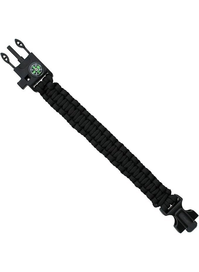 Survival Bracelet - Black Emergency Whistle for Hiking and Camping Compass - Image 2