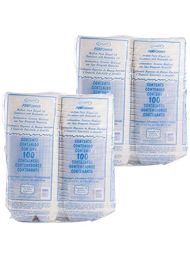 Foam Hinged Container, 8.5 Inches, Case of 200, White