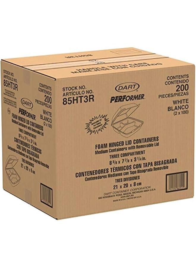 Foam Hinged Container, 8.5 Inches, Case of 200, White