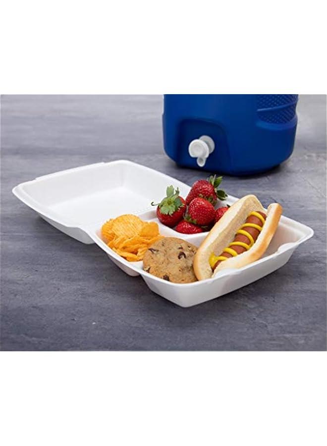 Foam Hinged Container, 8.5 Inches, Case of 200, White