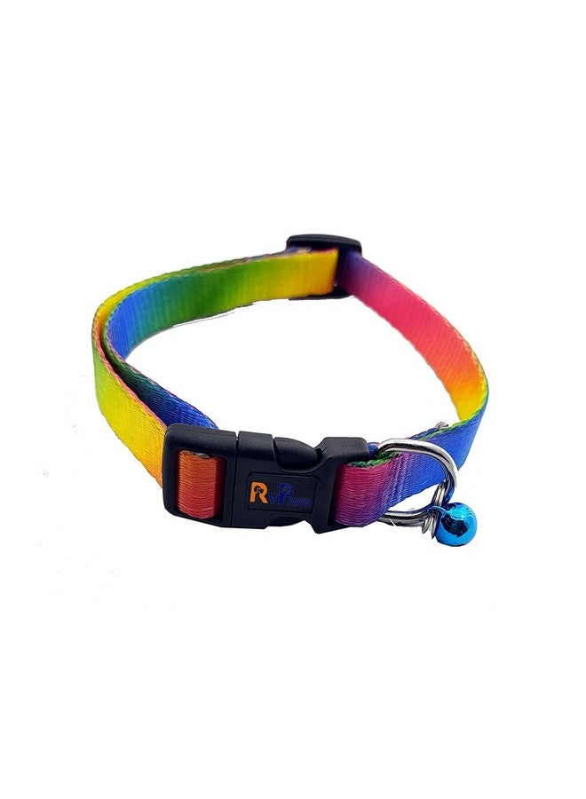 15 Mm Nylon Collar And Leash Set Puppy Printed With Bell, Adjustable Buckle Collar With Leash Set Ideal For Training/Walking Small & Medium Dogs (Rainbow) - Image 2