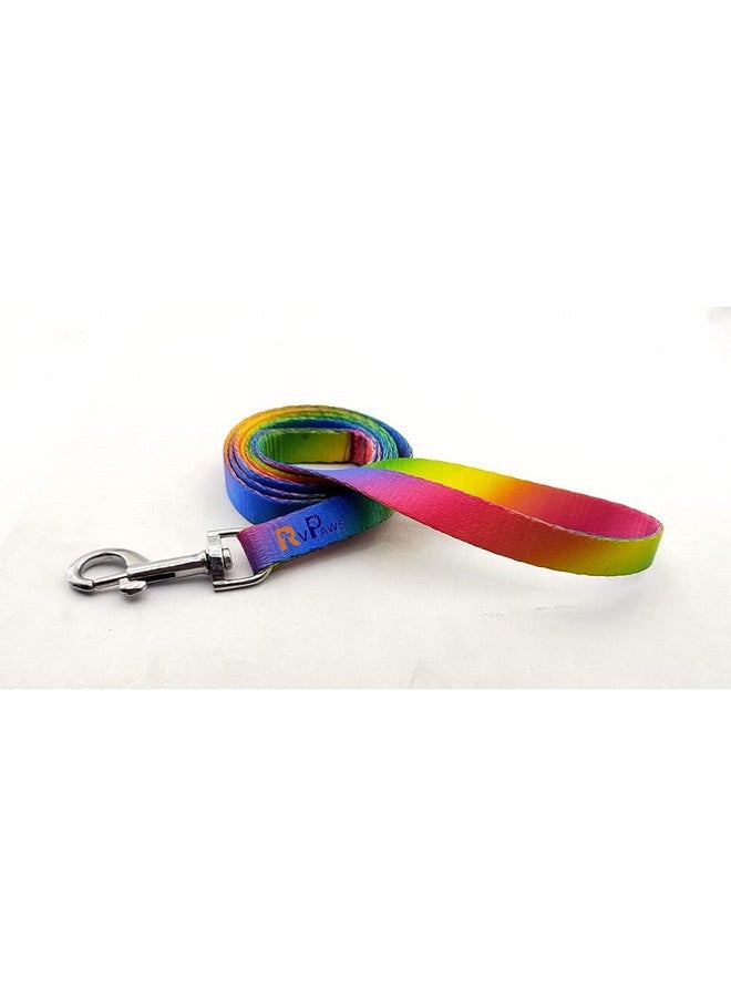 15 Mm Nylon Collar And Leash Set Puppy Printed With Bell, Adjustable Buckle Collar With Leash Set Ideal For Training/Walking Small & Medium Dogs (Rainbow) - Image 3