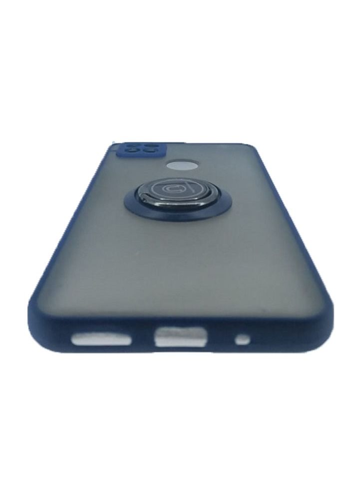 غطاء حماية خلفي مدخن شبه شفاف مع حلقة معدنية لهاتف Xiaomi Redmi 9C Blue - Image 2