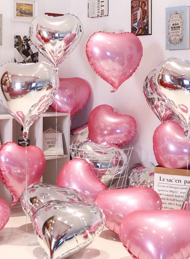 20-Piece Heart Decorative Inflatable Balloons Set with ribbons for Birthday Party Wedding Valentine's Day Celebration Activities 45cm - Image 1