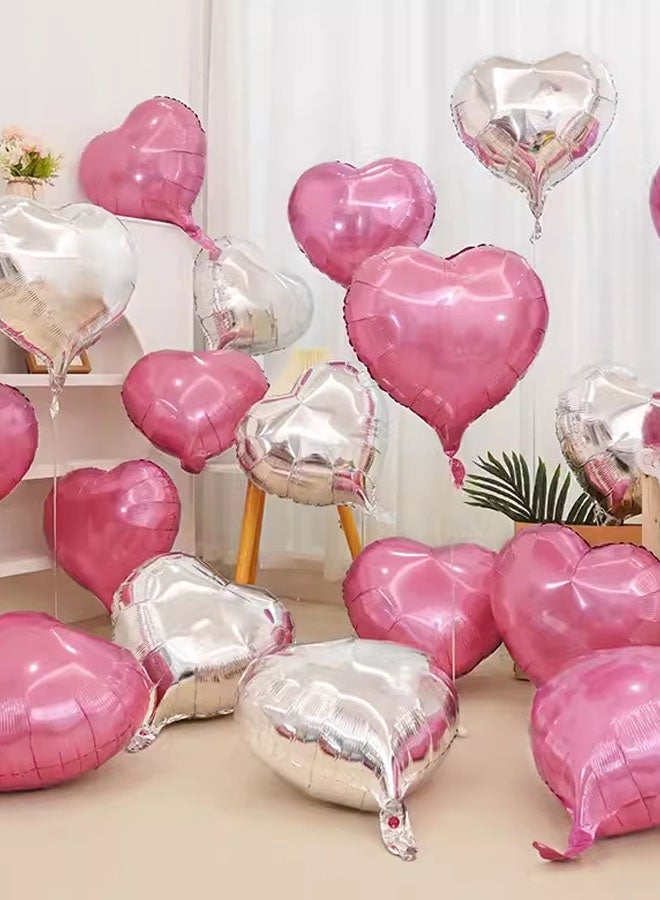 20-Piece Heart Decorative Inflatable Balloons Set with ribbons for Birthday Party Wedding Valentine's Day Celebration Activities 45cm - Image 2