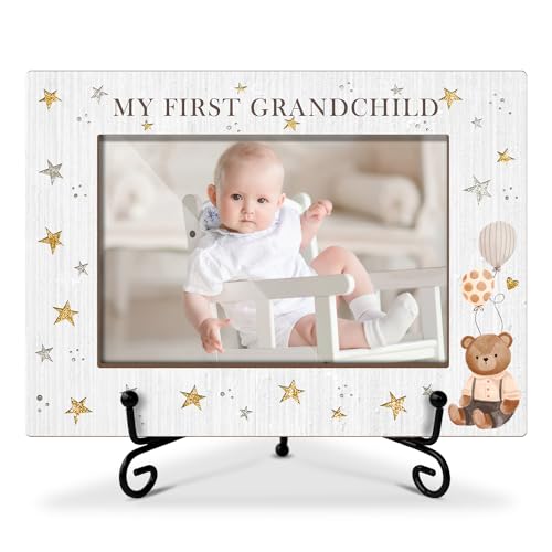 AWDSTN My First Grandchild Wooden Photo Frame Mothers Day Gifts Love Gifts for Grandma Nana, Wooden Photo Frame with Iron Stand for Tabletop or Desktop Display, Home Table Decor (4x6" Horizontal Photo) - 38 - Image 1