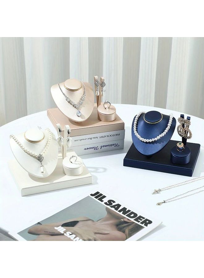 Black Brushed Leather Jewelry Display Stand Set Organizer For Rings Bracelets Necklaces Earrings - Image 1