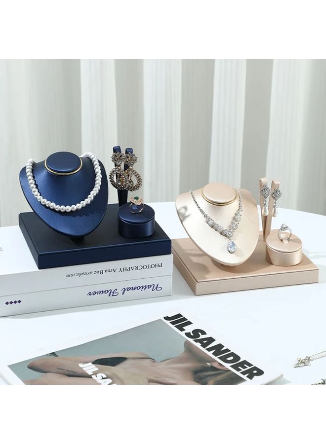 Black Brushed Leather Jewelry Display Stand Set Organizer For Rings Bracelets Necklaces Earrings - Image 3