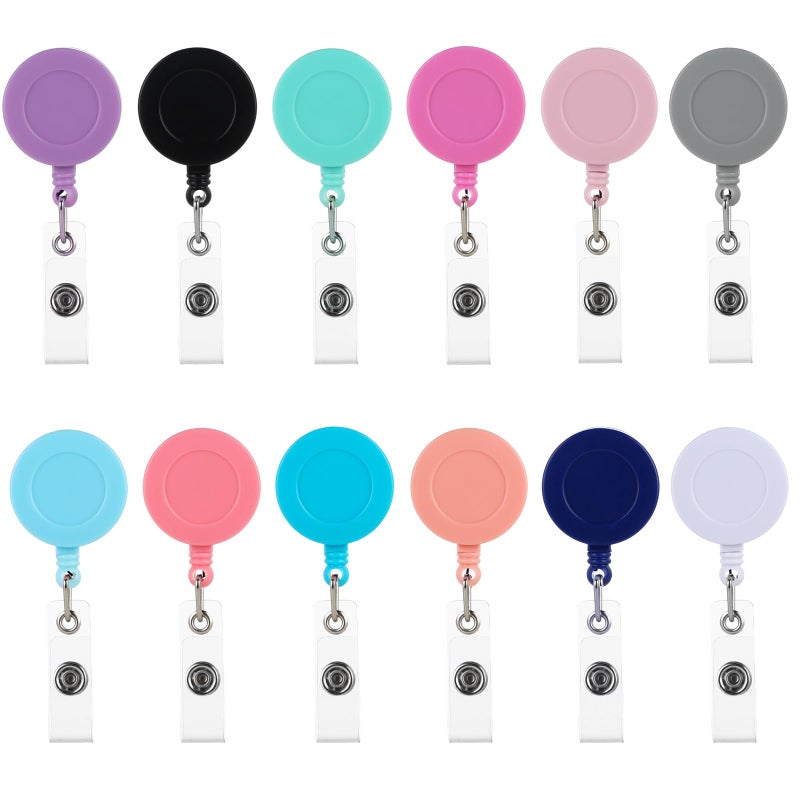 Coinarin Retractable Badge Reels with Swivel Clip - Bulk Heavy Duty Retractable Badge Holders, ID Card Name Tag Holder Clips for Teacher Student Worker Employee (Pack of 12) - Image 1