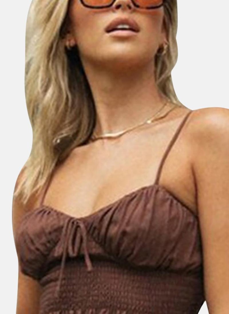 YUNIQEE Brown Cotton Bralette Crop Top  - Image 2