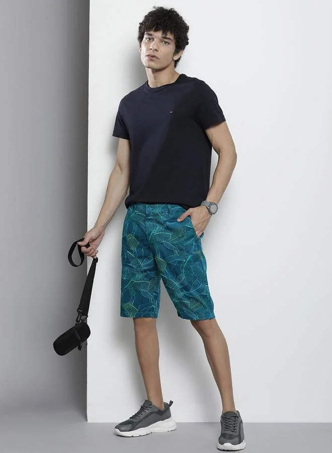 The Indian Garage Co Blue Men Blue Slim Fit Printed Shorts for Men | Best Price UAE