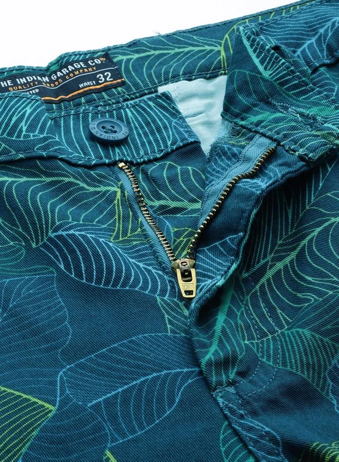 The Indian Garage Co Blue Men Blue Slim Fit Printed Shorts for Men | Best Price UAE