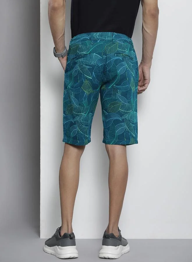 The Indian Garage Co Blue Men Blue Slim Fit Printed Shorts for Men | Best Price UAE