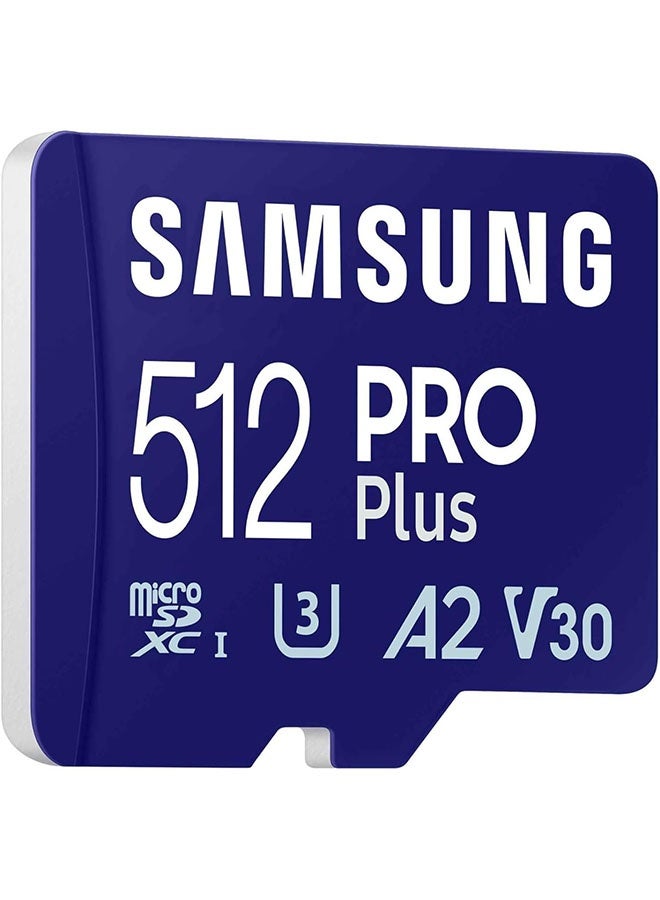 Samsung بطاقة microSD سامسونج PRO Plus + محول SD سعة 512GB للألعاب المحمولة على الهواتف الذكية والأجهزة اللوحية وأجهزة التحكم المحمولة، UHS-I U3، دقة Full HD و 4K UHD، سرعة قراءة 160MB/s، سرعة كتابة 120MB/s - Image 2