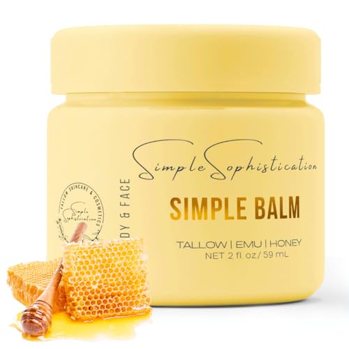 Simple Sophistication Tallow Emu Honey Balm Nourishing Face Body Moisturizer with Manuka Honey Emu Oil NonGreasy Natural Skincare 2 oz Simple Balm