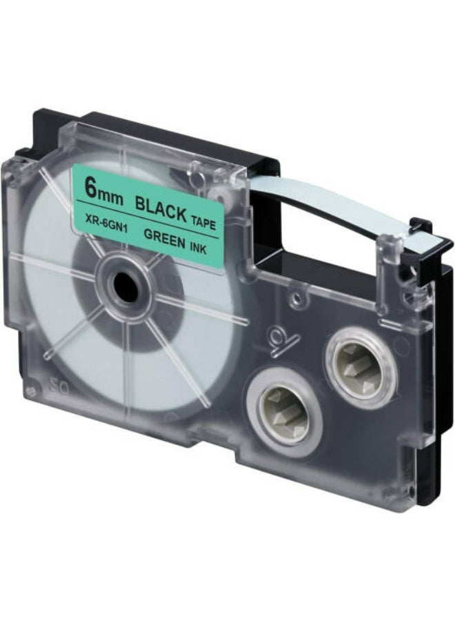 Casio tape cartridge black on green tape XR-6GN1 - Image 2