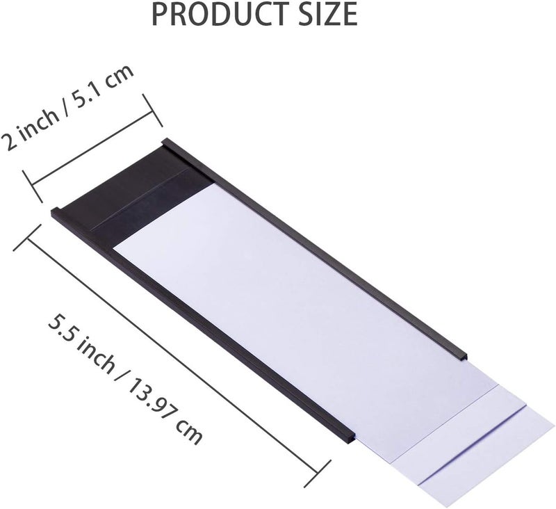 EEOYU Magnetic Label Holders with Magnets Magnetic Data Card Holders with Clear Plastic Protectors for Metal Shelf, Whiteboard, Set of 50 (2 x 5.5 Inch) - Image 2
