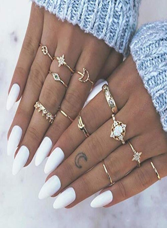 CSIYANJRY99 Boho Gold Rings for Women Star Moon Knuckle Ring Set,Vintage Stackable Midi Finger Rings Cute Trend Aesthetic Jewelry (C) - Image 2